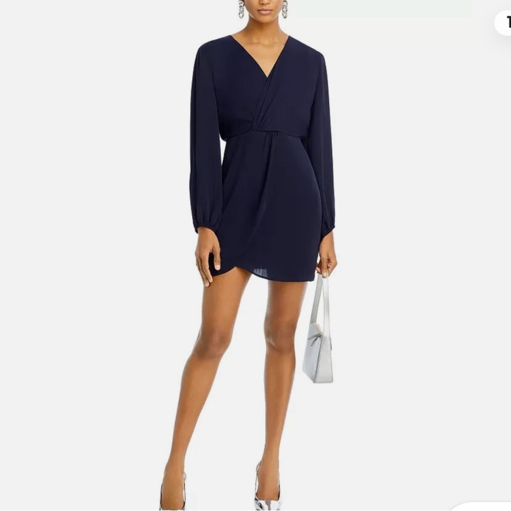 Aqua Deep Blue Long Sleeve V-Neck Dress NWT
